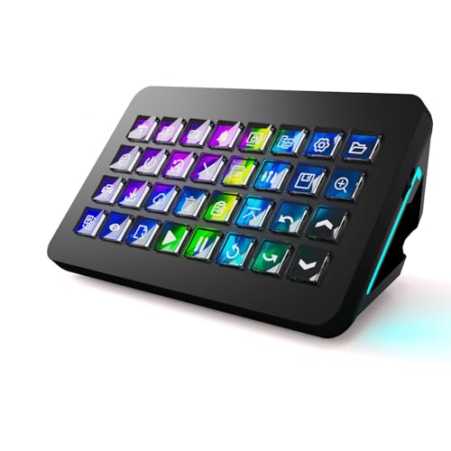 Negro Color Teclado Macro XL Con 32 Teclas LCD y Ruedas Dual Scroll