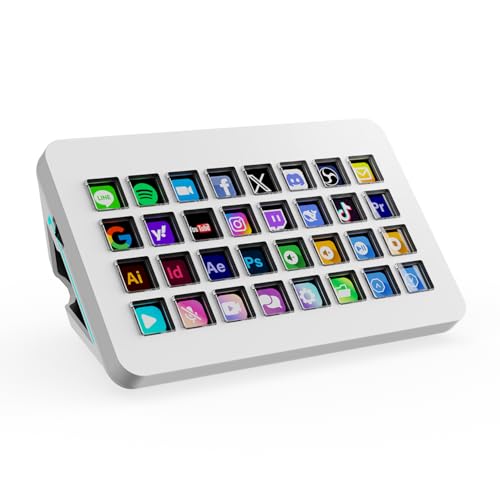 Blanco Color Teclado Macro XL Con 32 Teclas LCD y Ruedas Dual Scroll