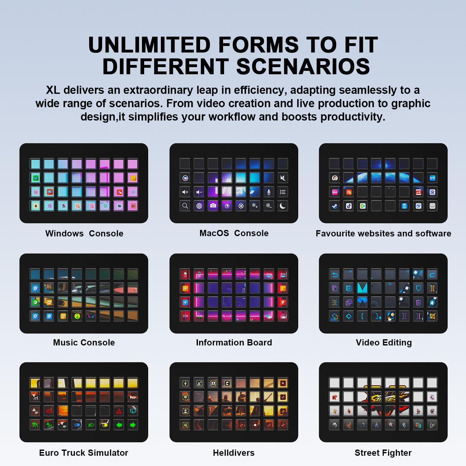 Teclado Macro XL Con 32 Teclas LCD y Ruedas Dual Scroll
