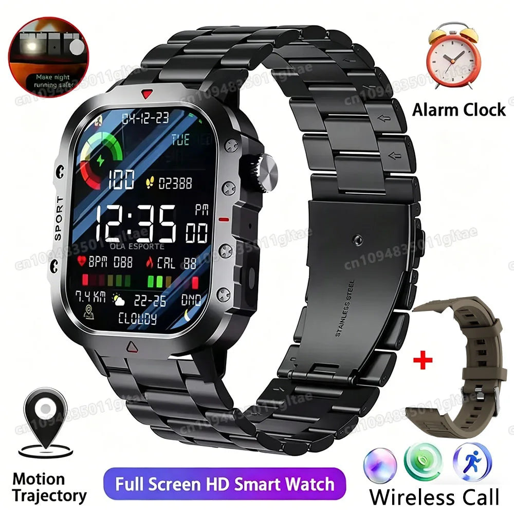 Br22BkSzstrap 2.01 Color Reloj Inteligente Militar Hombre 3ATM con Llamadas BT