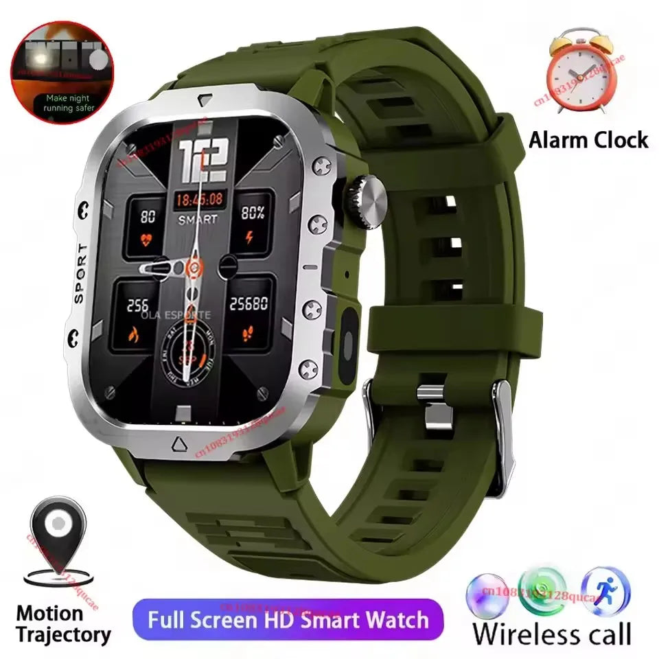 Verde 2.01 Color Reloj Inteligente Militar Hombre 3ATM con Llamadas BT