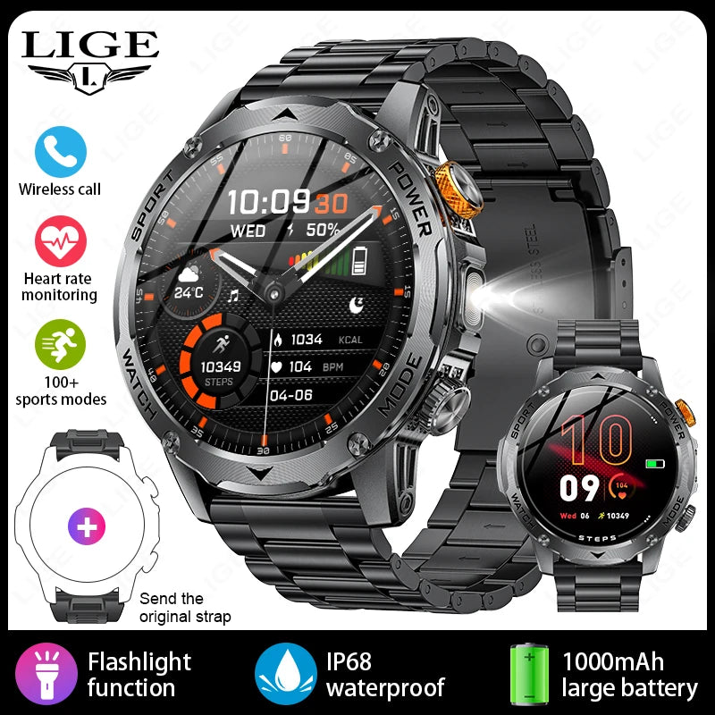 acero negro Color Reloj Inteligente Deportivo Hombre Llamadas IP68 1,7"