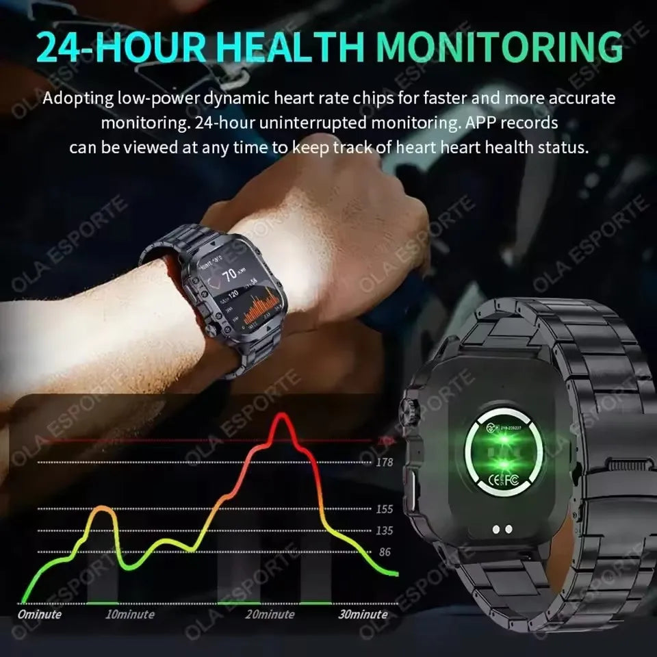 Reloj Inteligente Militar Hombre 3ATM con Llamadas BT