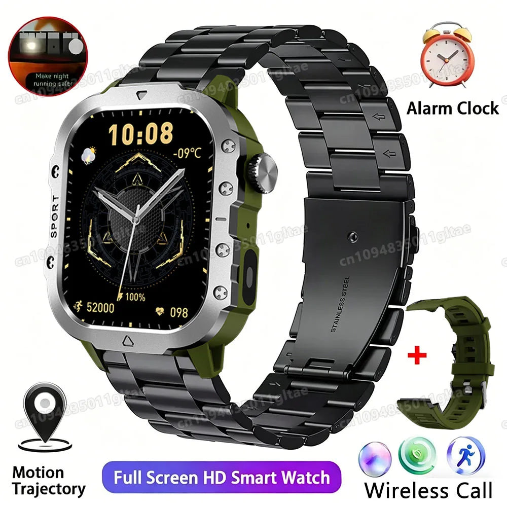 Gr22BkSzstrap 2.01 Color Reloj Inteligente Militar Hombre 3ATM con Llamadas BT