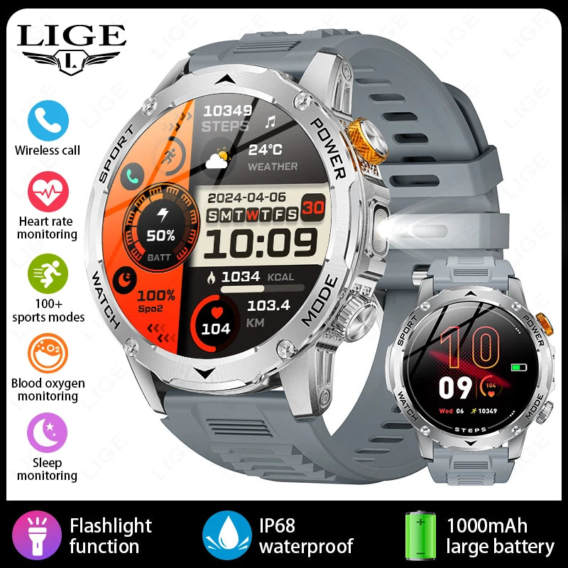 gris plateado Color Reloj Inteligente Deportivo Hombre Llamadas IP68 1,7"