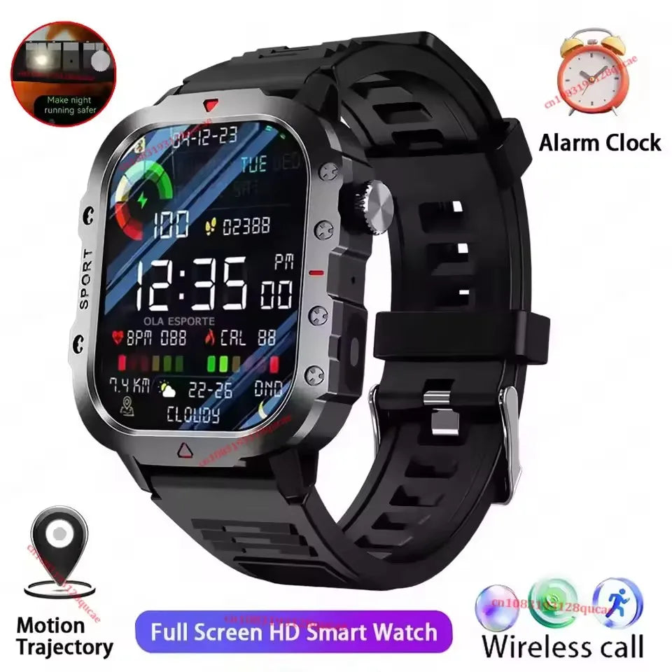 Negro 2.01 Color Reloj Inteligente Militar Hombre 3ATM con Llamadas BT