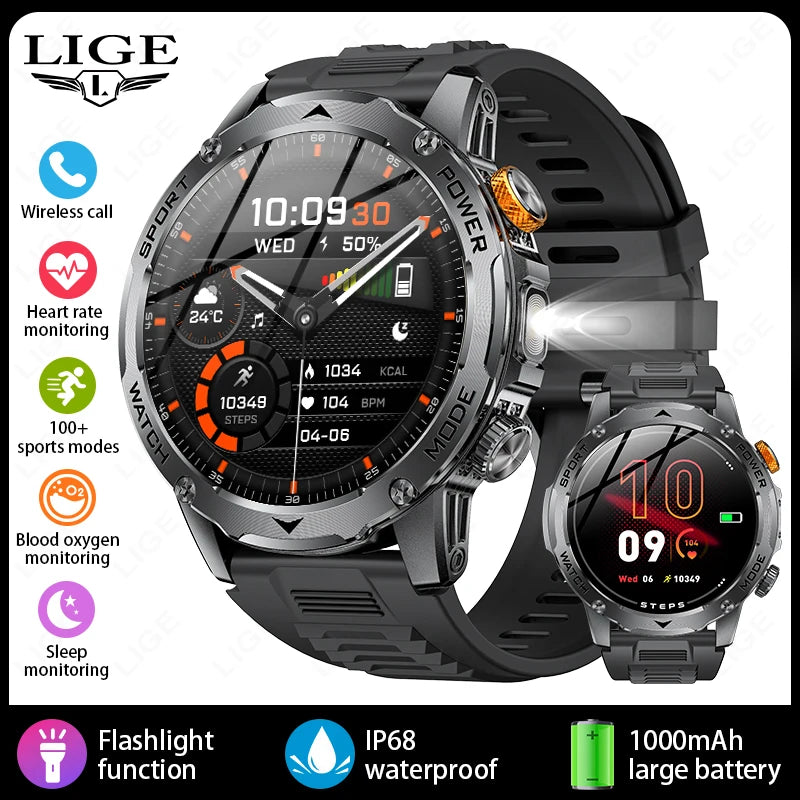 negro Color Reloj Inteligente Deportivo Hombre Llamadas IP68 1,7"
