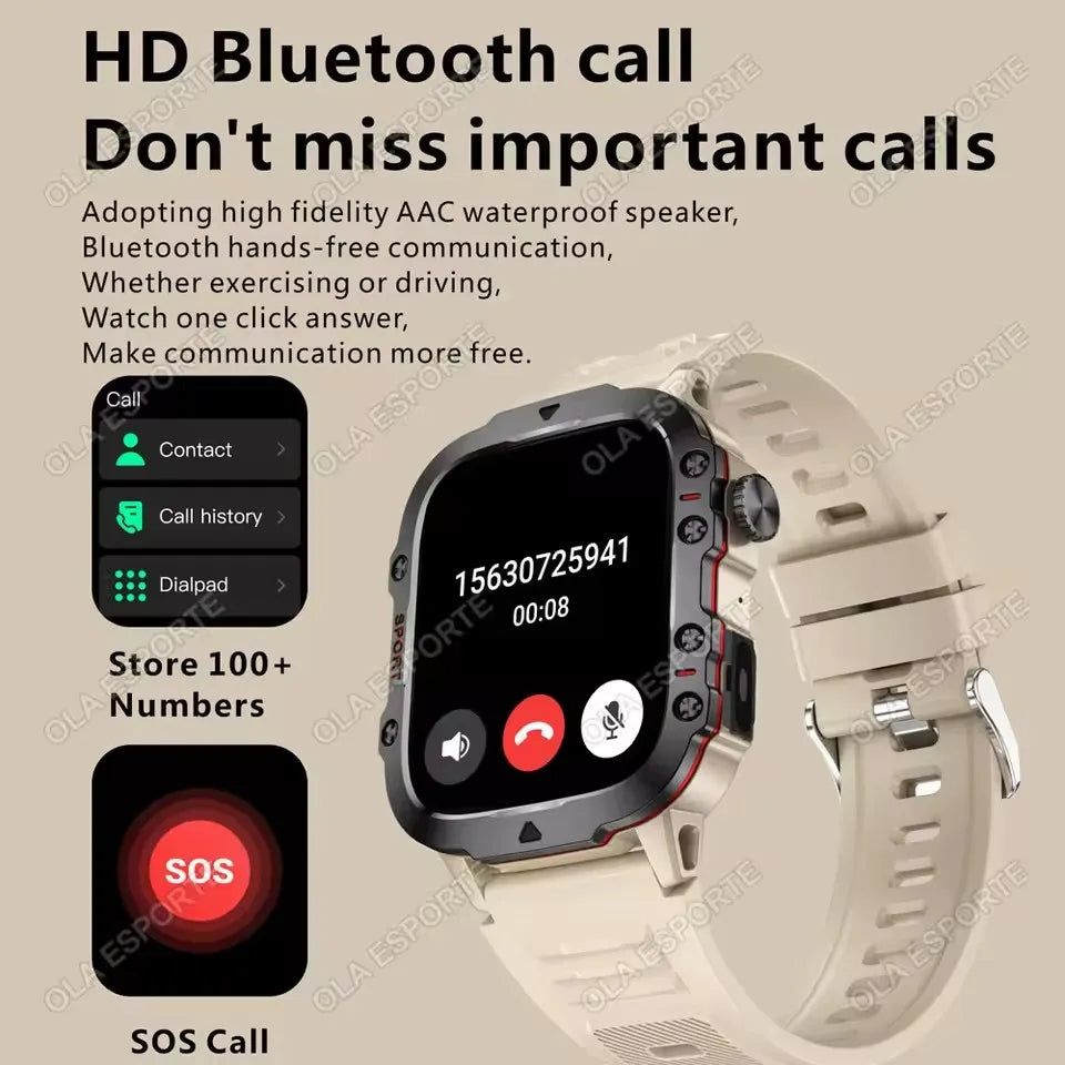 Reloj Inteligente Militar Hombre 3ATM con Llamadas BT