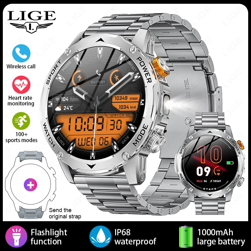 acero plateado Color Reloj Inteligente Deportivo Hombre Llamadas IP68 1,7"